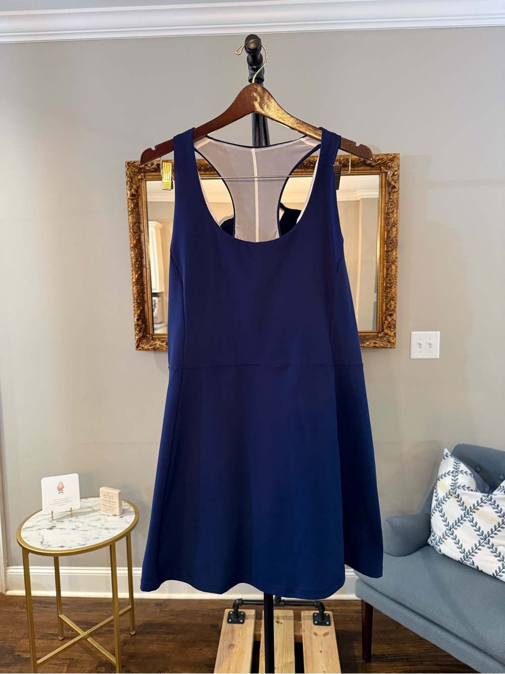 J. Crew Navy Sleeveless Racerback Active Dress Built in Shorts and Bra